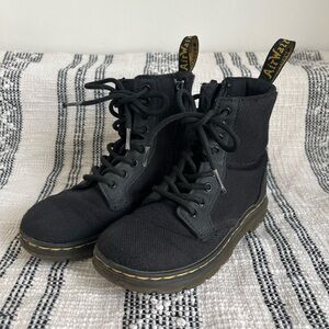 Dr. Martens Combs J Black Canvas Combat Lace Up / Zipper Boots ~ Kids US 12